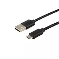 Кабель USB microUSB шнур в металлической оплетке серебристый Rexant 18-4241