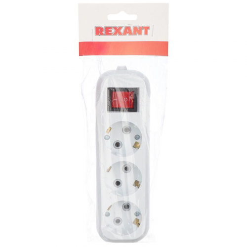 Колодка удлинителя 3-м с заземл. с кнопкой Rexant 11-8706 фото 4