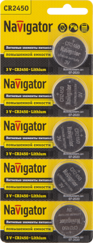 Элемент питания литиевый 94 766 NBT-CR2450-BP5 (блист.5шт) Navigator 94766
