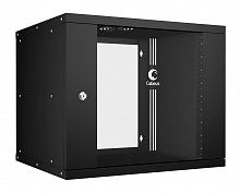 Шкаф телекоммуникационный настенный разборный LIGHT WSC-05D-9U55/45-BK 19дюйм 9U дверь стекло черн. Cabeus 10176c