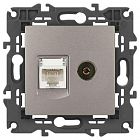 Розетка компьютерная + телевизионная Elegance 14-3110-16 RJ45+TV титан Эра Б0065768