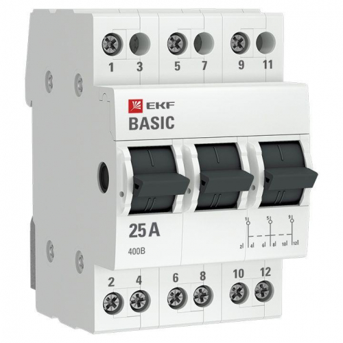 Переключатель трехпозиционный 3п 25А Basic EKF tps-3-25