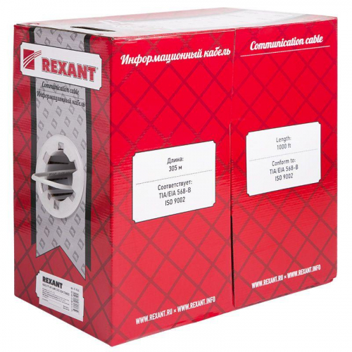 Кабель FTP 4PR 24AWG CAT5e 305м STRANDED | 01-0145 | REXANT фото 2