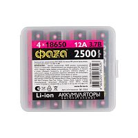 Аккумулятор 18650 3.7В Li-Ion 2500мА.ч без платы защиты PB-4 (уп.4шт) ФАZА 5060326