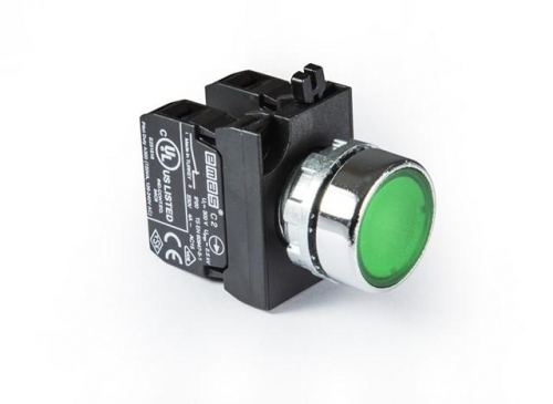 Кнопка нажимная круглая CM202DY (2НЗ) зел. EMAS CM202DY