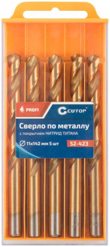 Сверло по металлу ПРОФИ/Profi 11х142мм с титан. покрытием (уп.5шт) Cutop 52-423 фото 3