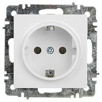 Розетка 1-м СП Accent 6-202-01 16А IP20 250В 2P+E Schuko AL/CU бел. Intro Б0063678