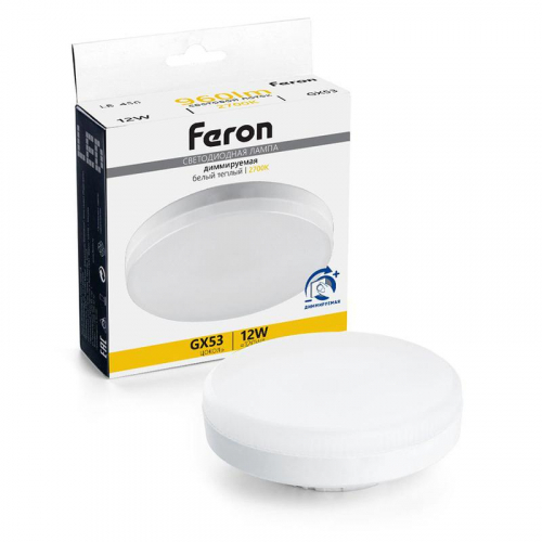 Лампа светодиодная LB-456 12Вт 2700К GX53 230В диммир. FERON 51064