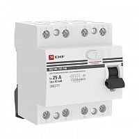 Выключатель дифференциального тока (УЗО) 4п 25А 10мА тип AC ВД-100 (электромех.) PROxima EKF elcb-4-25-10-em-pro