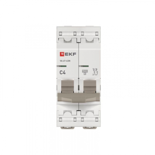 Выключатель автоматический 2п C 4А 4.5кА ВА 47-63N PROxima EKF M634204C фото 4