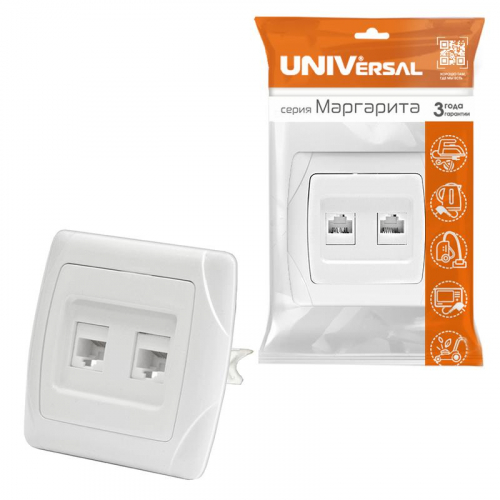 Розетка компьютерная 2-м Маргарита бел. UNIVersal 1083 фото 3