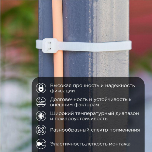 Стяжка кабельная нейлоновая 1020х9.0мм белая (уп.25шт) Rexant 07-1020-25 фото 2