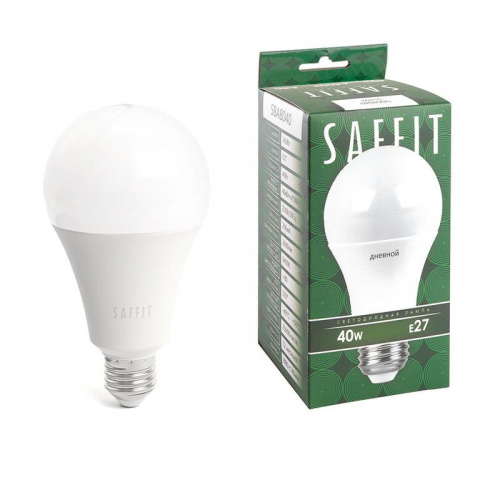 Лампа светодиодная SBA8040 40Вт A80 грушевидная 6400К E27 230В SAFFIT 55202