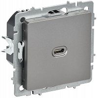 Розетка СП BRITE РЮ12-1-БрС USB C 65Вт высокоскор. заряд. сталь IEK BR-U13-065-K46