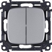 Выключатель 2-кл. СП Valena Allure 10А IP20 250В с лицев. панелью безвинтов. зажимы механизм алюм. Leg 752905