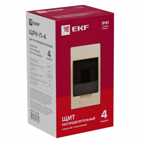 Щит ЩРН-П-4 IP41 светлое дерево PROxima EKF pb40-n-4-light фото 4