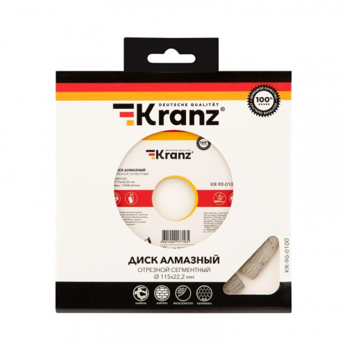 Диск алмазный отрезной сегментный 115х22.2мм Kranz KR-90-0100 фото 3