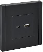 Розетка USB A+C 18Вт FORTE&PIANO FP151 черн. IEK FP-U22-018-K02