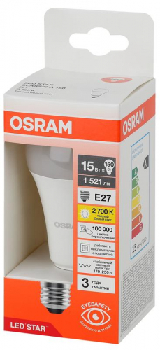 Лампа светодиодная LED Star 15Вт грушевидная 2700К E27 1521лм (замена 150Вт) OSRAM 4058075695382 фото 3