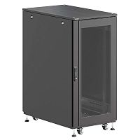Шкаф напольный разобранный 19дюйм IT-CQE-N 24U 600х800мм крыша с вырубкой дверь стекло и сплошная металл одинарные боковые панели черн. RAL9005 DKC R5ITN24608FG1M1SB