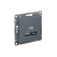 Розетка USB AtlasDesign тип A+C 45Вт QC PD высокоскор. ЗУ механизм грифель SE ATN000729