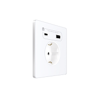 Розетка 1-м СП Systeme Infinity 16А IP20 250В с заземл. и заряд. устр. USB А+С 20Вт защ. шторки арктич. лед SE FSE000132