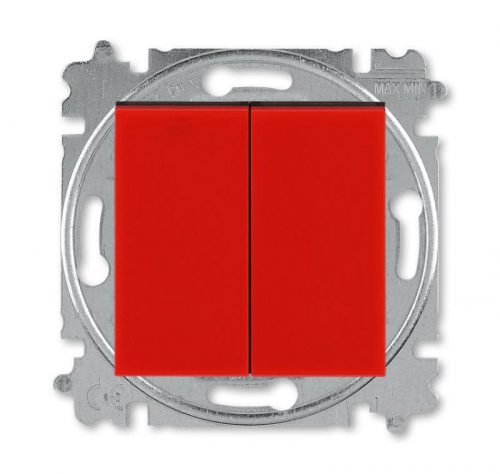 Выключатель 2-кл. СП Levit IP20 красн./дым. черн. ABB 2CHH590545A6065