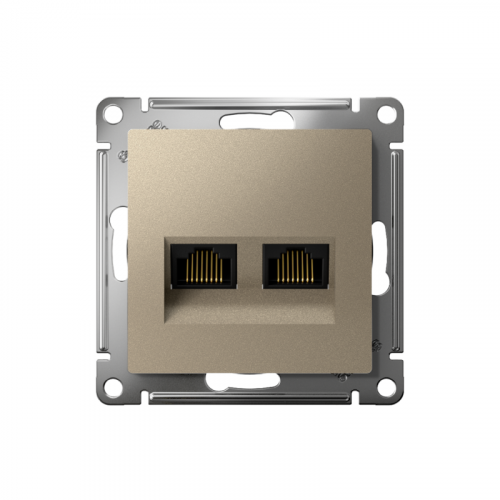 Розетка компьютерная 2-м AtlasDesign RJ45 кат.6A механизм шампань SE ATN000588 фото 2
