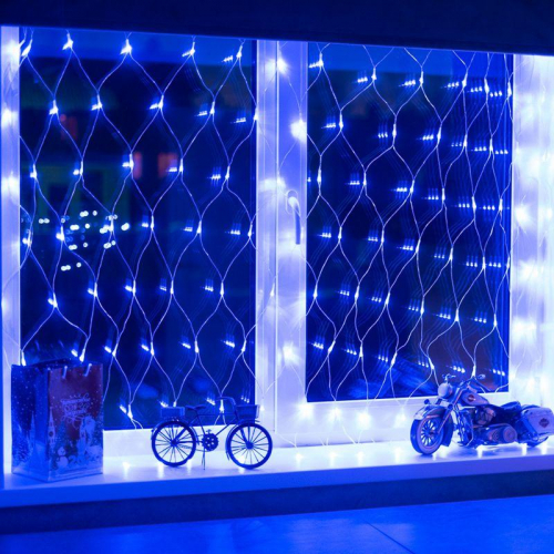 Гирлянда светодиодная "Сеть" 1.5х1.5м 150LED син. 12Вт IP20 провод ПВХ прозр. Neon-Night 215-123 фото 4