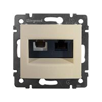 Розетка компьютерная + телефонная 2-м СП Valena RJ45 кат.5E UTP+RJ11 механизм сл. кость Leg 774180