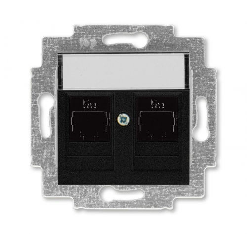 Розетка информационная Levit двойная 2хRJ45 кат. 5e антрацит ABB 2CHH295118A6063