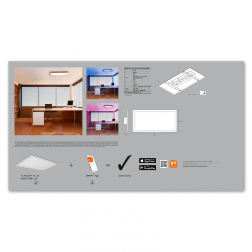 Светильник светодиодный SMART WIFI PLANON PLUS 60X30 RGBW LEDVANCE 4058075525245 фото 3