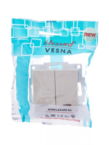 Выключатель 2-кл. 1п СП Vesna 10А IP20 с индикацией механизм крем. LEZARD 742-0388-112 фото 4