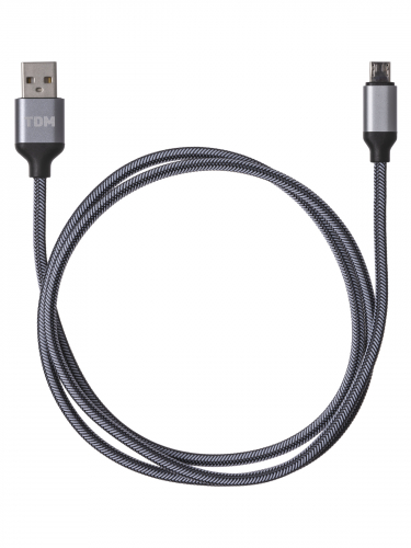 Дата-кабель, ДК 10, USB - micro USB, 1 м, тканевая оплетка, серый, TDM фото 2