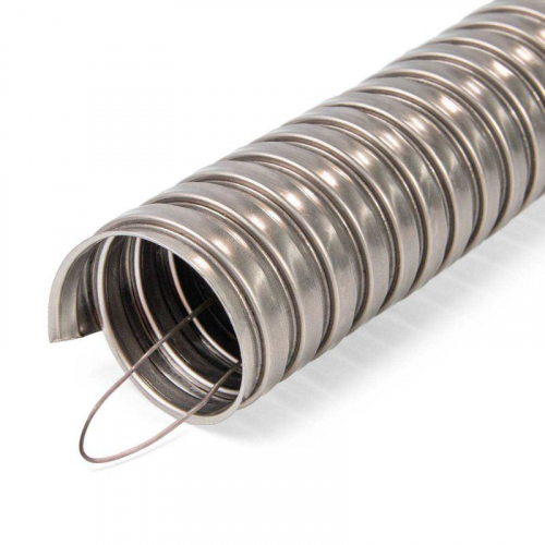 Металлорукав МР (INOX) 50 d50 с протяжкой сталь металлик (уп.15м) Fortisflex 104468