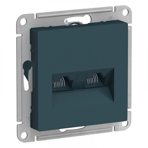 Розетка компьютерная 2-м AtlasDesign RJ45 кат.5E механизм изумруд SE ATN000885