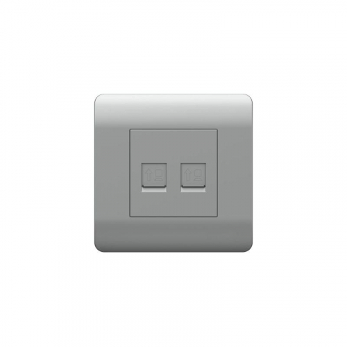 Розетка компьютерная 2-м NEW3-E RJ45 серебр. CHINT 431456