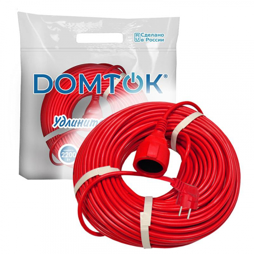 Удлинитель-шнур 1х50м с заземл. 10А IP20 2.2кВт ПВС 3х1 DOMTOK 2495 фото 3