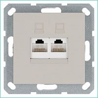 Розетка компьютерная 2-м RJ45 IP20 кат. 6 механизм тауп Jasmart G6108T
