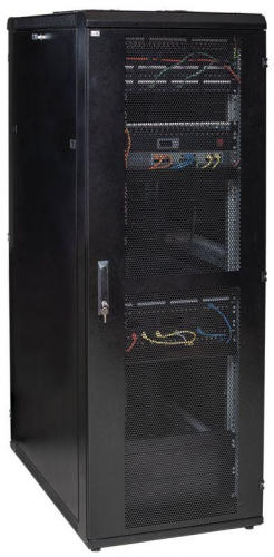 Шкаф серверный 19дюйм 42U 800х1000мм перф. передняя и задняя двери черн. (боковые двери) ITK LS05-42U81-PP-3