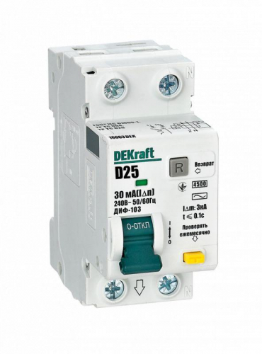 Выключатель автоматический дифференциального тока АВДТ 1Р+N 25А 30мА тип AC х-ка D ДИФ-103 4.5кА Sche 16063DEK