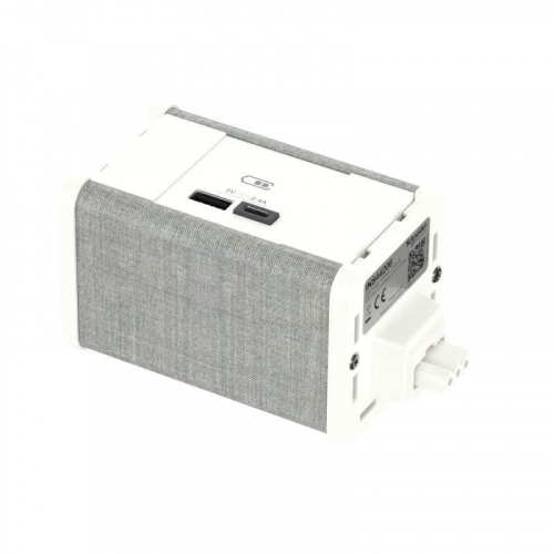 Блок Unica System+ 2хUSB A/C бел./сер. ткань SchE INS44206