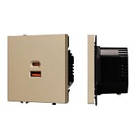 Розетка СП SCT-NOBE-MUAC-SFPL-FC-GD 65Вт QC3 с быстрой USB зарядкой механизм Arlight 054318