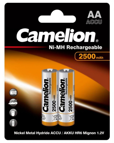 Аккумулятор AA/R6 NI-MN 2500мА.ч BP-2 металлик (блист.2шт) Camelion 6107 фото 2