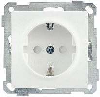 Розетка 1-м СП Bolero РС14-1-0-Б 16А IP20 с заземл. защ. шторки механизм бел. IEK ERB14-K01-16-1