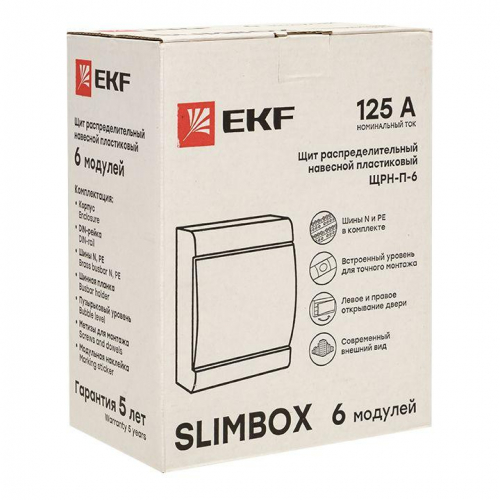 Щит ЩРН-П-6 "SlimBox" IP41 бел. дверца PROxima EKF sb-n-6w фото 2