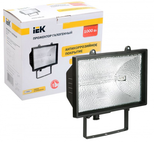 Прожектор FL(ИО) 1000 IP54 галог. черн. IEK LPI01-1-1000-K02 фото 2