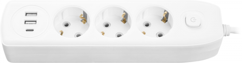 Удлинитель 3х5м с заземл. 10А IP20 90 840 OPE-USB-03-500-ESC-3x1 USB 2xType-A + Type-C с кнопкой ОНЛАЙТ 90840 фото 2