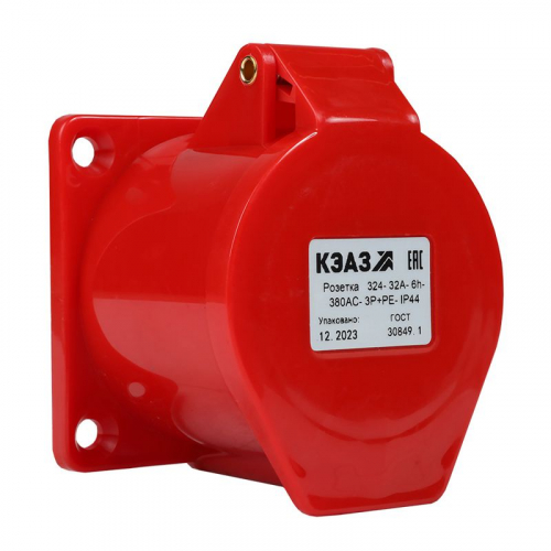 Розетка фланцевая 324 32А 380AC 3P+PE 6ч IP44 КЭАЗ 222760 фото 3