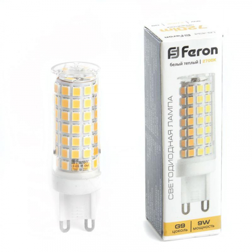 Лампа светодиодная LB-434 9Вт JCD 2700К G9 230В FERON 38146